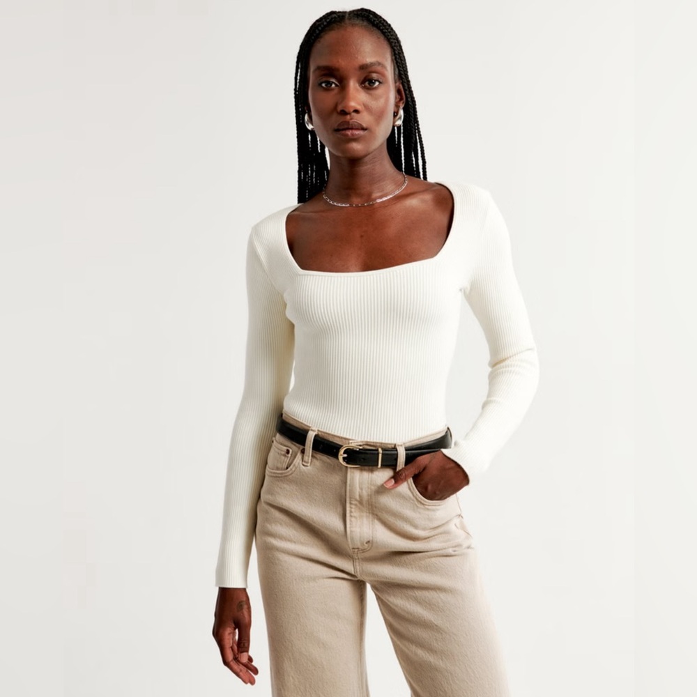 Abercrombie Long Sleeve Ottoman Square Neck Bodysuit